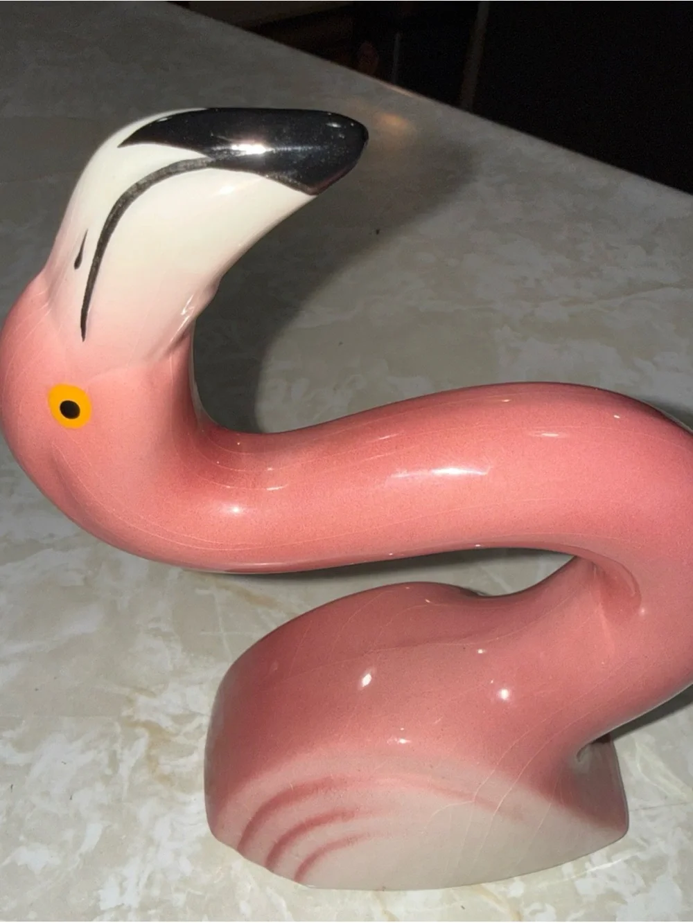 Pink Ceramic Flamingo Figurine - Decorative Home Accent